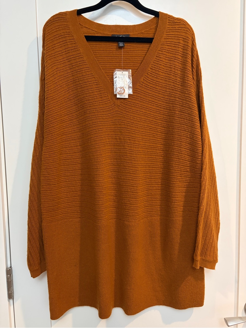 Lord & Taylor Caramel V-Neck Tunic Sweater 1X NWT